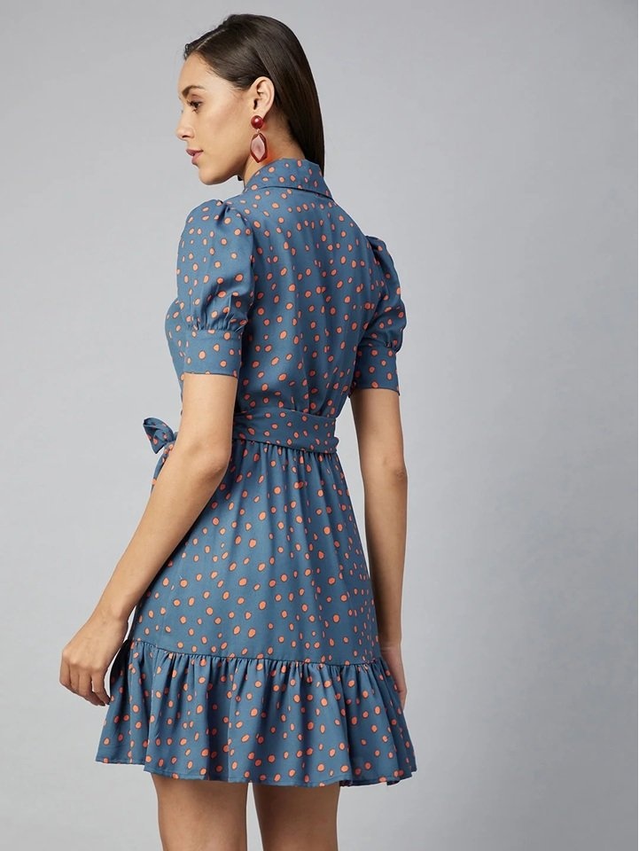 Polka Perfection: The Coral & Grey Overlap Dress - photo 5