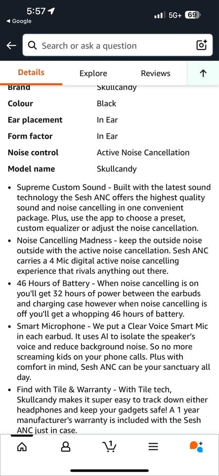 Skullcandy Sesh ANC True Wireless In-Ear Earbuds - photo 3