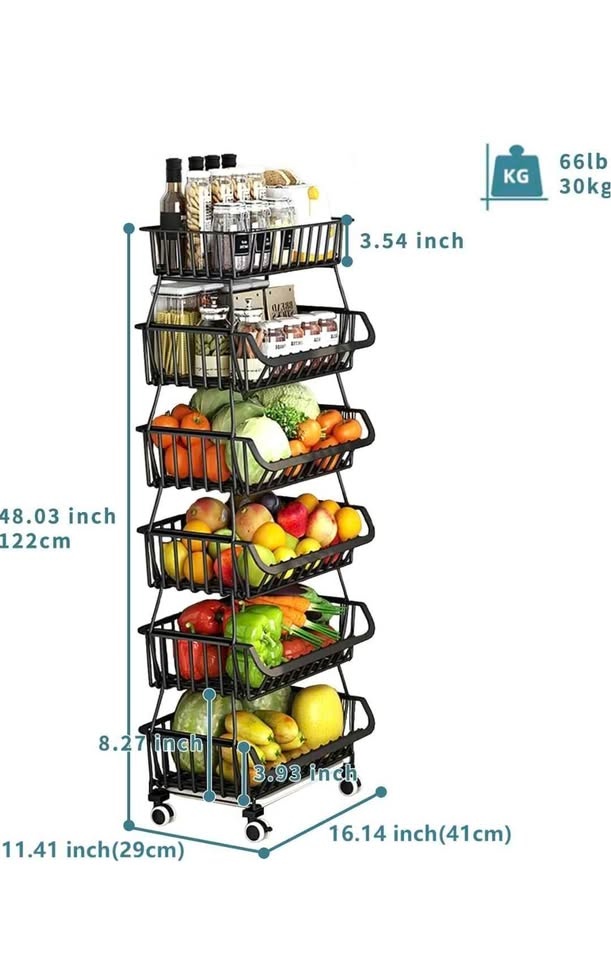 Brand new | 6 tier Metal wire baskets with wheels - photo 2