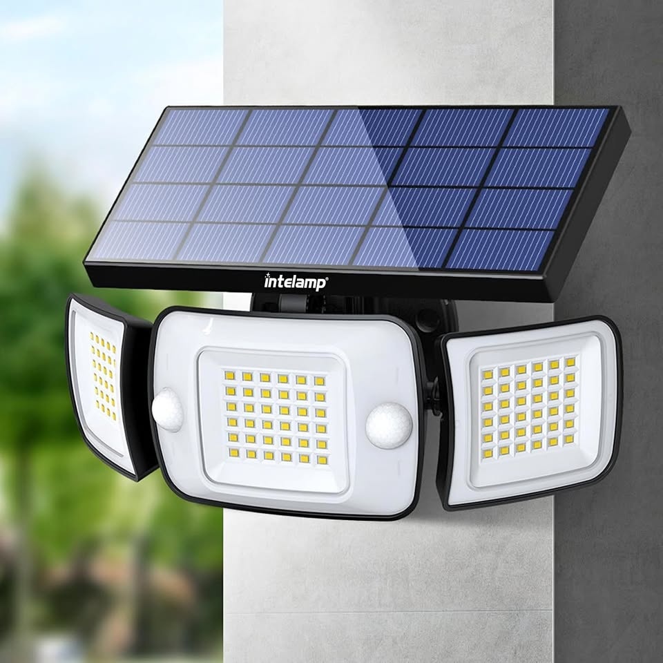 Solar Motion Sensor Light – 6000mAh, 3 Adjustable Heads