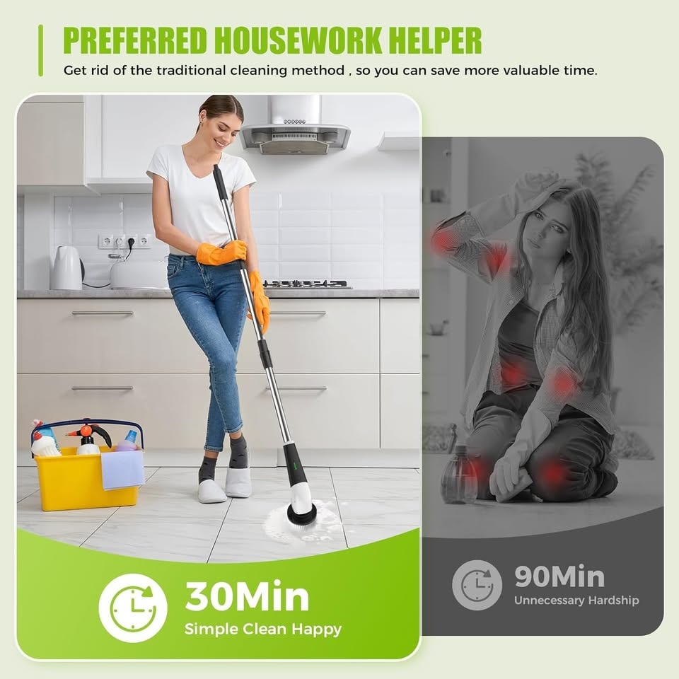 🧼 Cordless Electric Spin Scrubber with Long Handle - photo 3