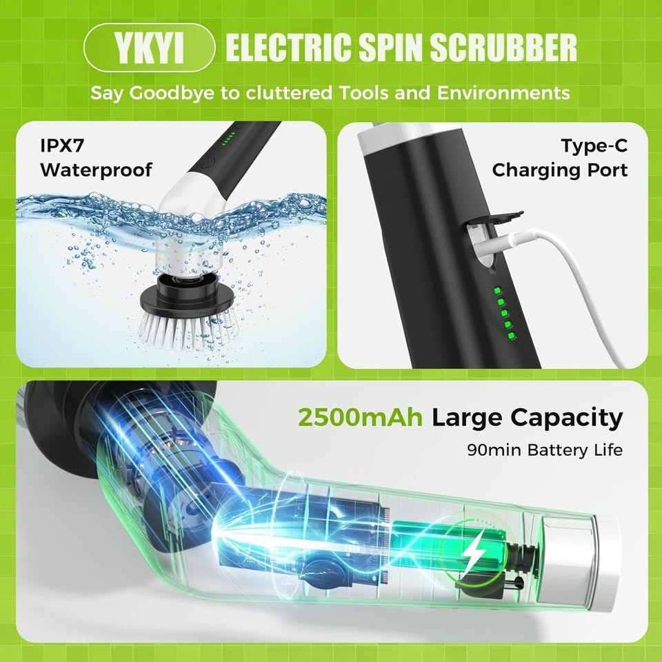 🧼 Cordless Electric Spin Scrubber with Long Handle - photo 4
