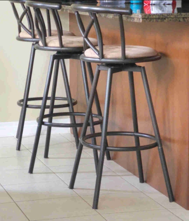Modern Rotating Stool, Swivel Chair, Metal & Fabric Seat