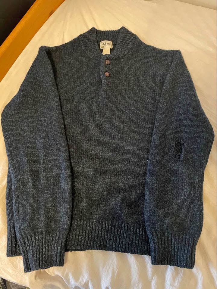 L.L. Bean Ragg Wool Henley Sweater Large