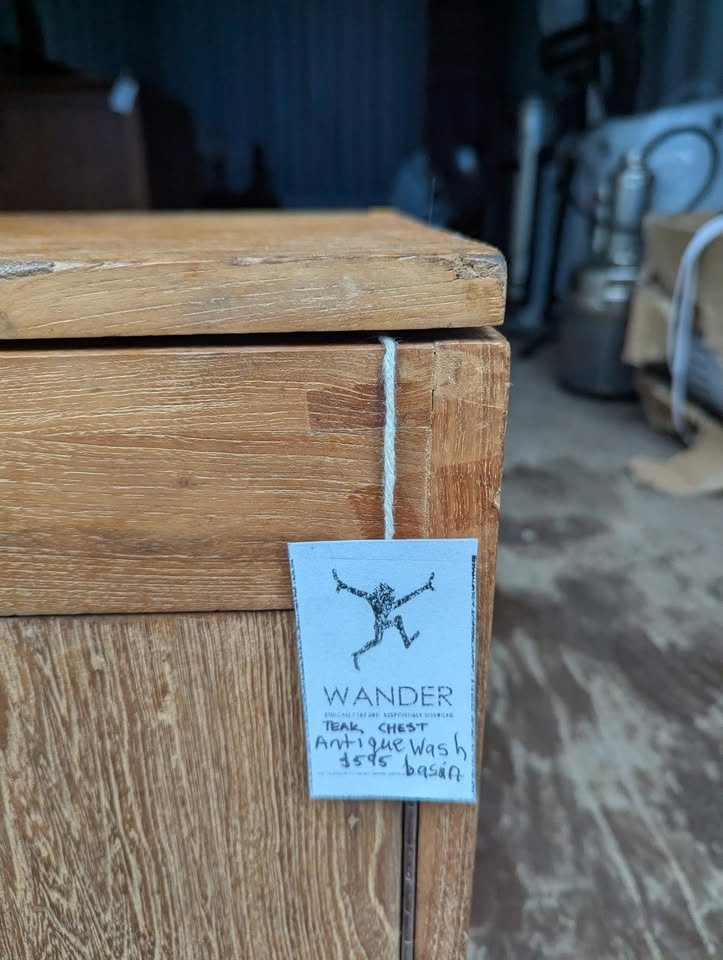 Antique Teak Wood Wash Basin Chest - photo 5