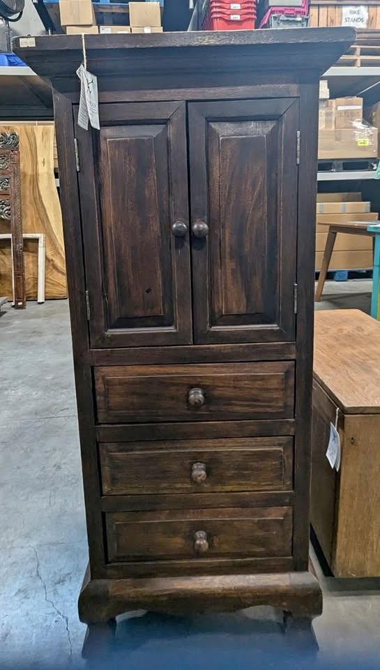Exotic Suar Wood Cabinet with Drawers