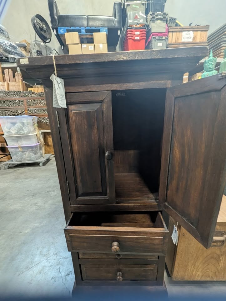 Exotic Suar Wood Cabinet with Drawers - photo 2
