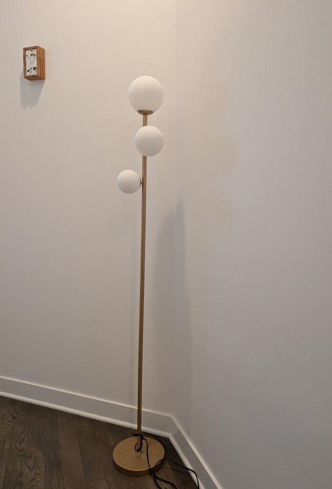 Floor Lamp 3 Globe Mid Century Sphere Frosted Glass Shade