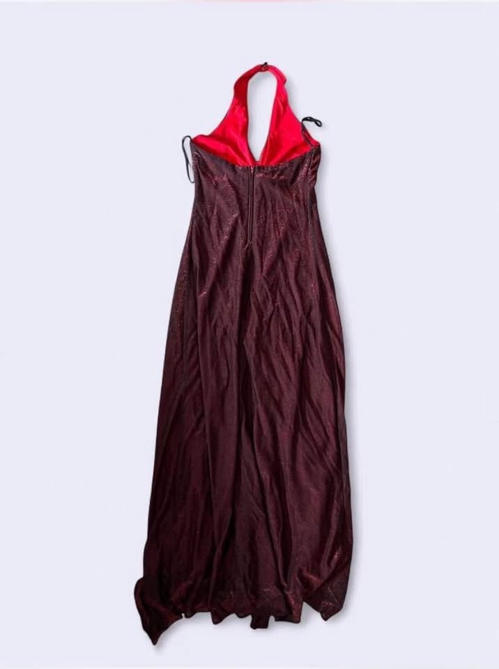 Burgundy and Red maxi halter dress with scarf - photo 2