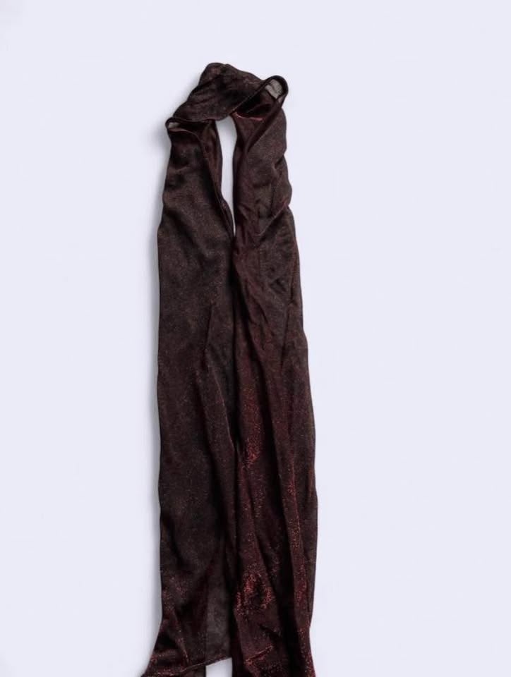 Burgundy and Red maxi halter dress with scarf - photo 3
