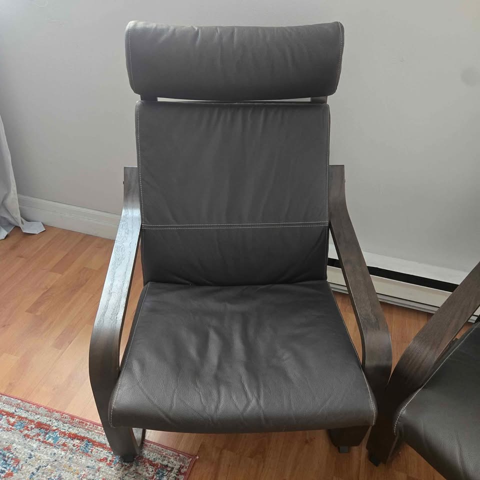 Ikea Brown Leather Poang Chairs - Set of 2 - photo 2
