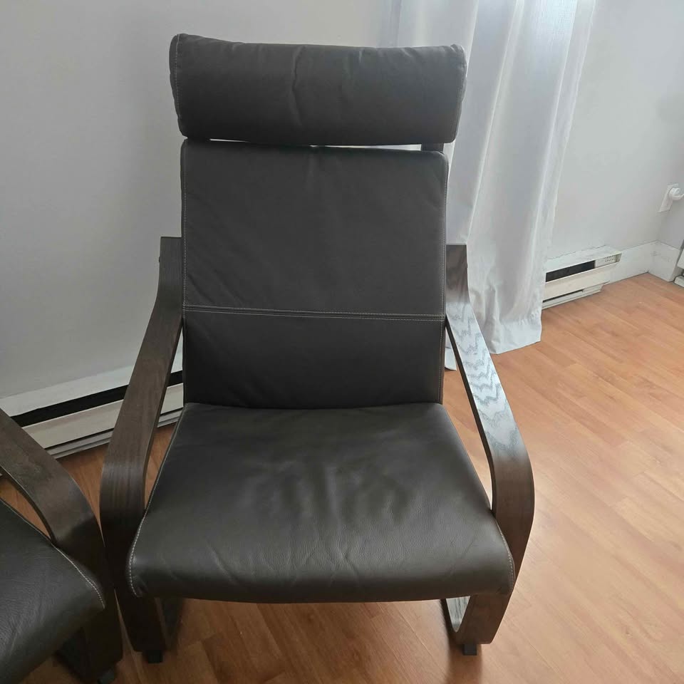 Ikea Brown Leather Poang Chairs - Set of 2 - photo 3