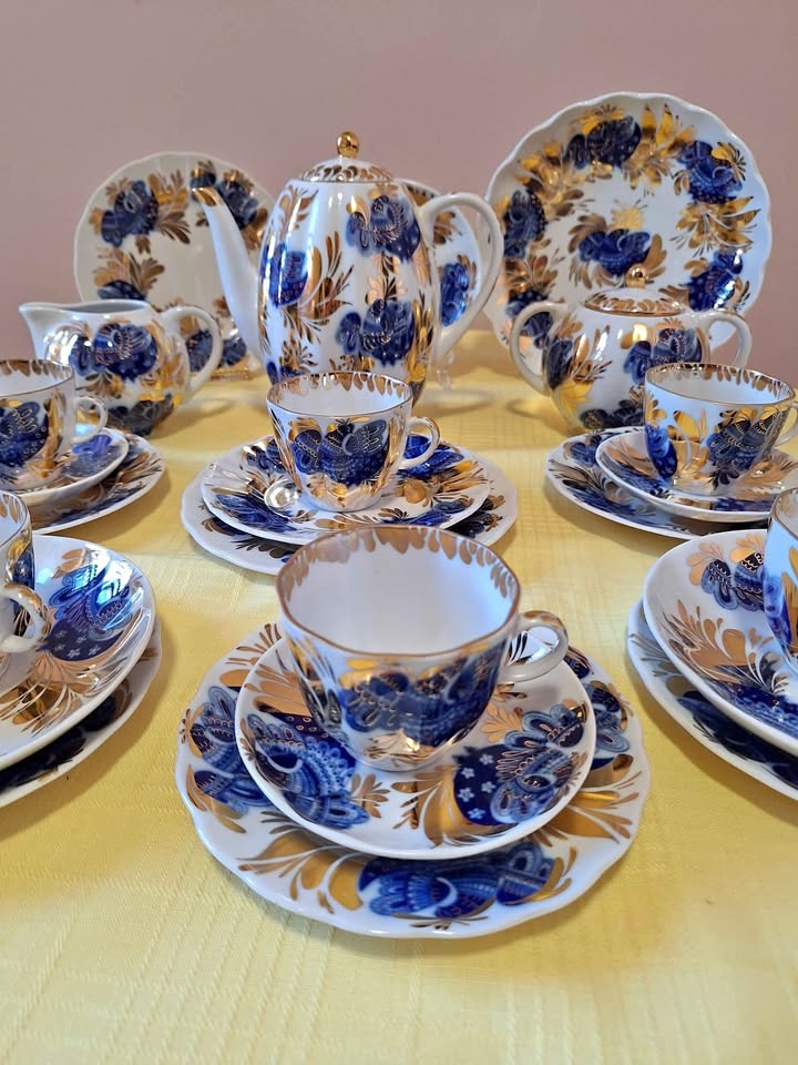 Lomonosov Porcelain Coffeepot Golden Garden 24 pcs