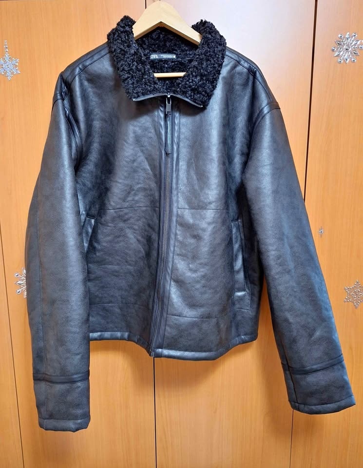 Zara Faux Leather Bomber Jacket XXL