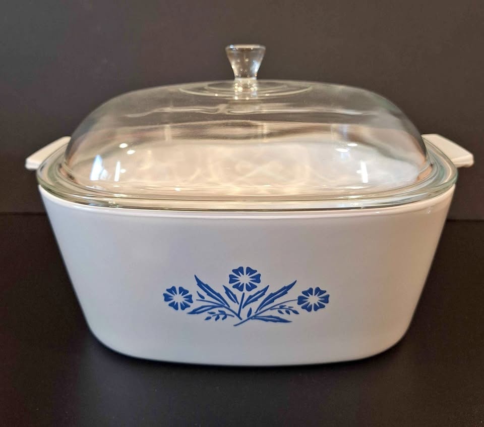 Vintage Corning Blue Cornflower Dutch Oven