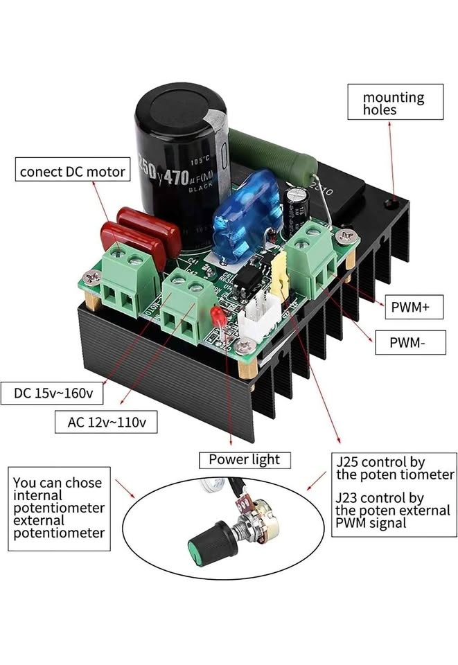 Motor Speed Controller, 12-110VAC/ 15-160VDC 300W