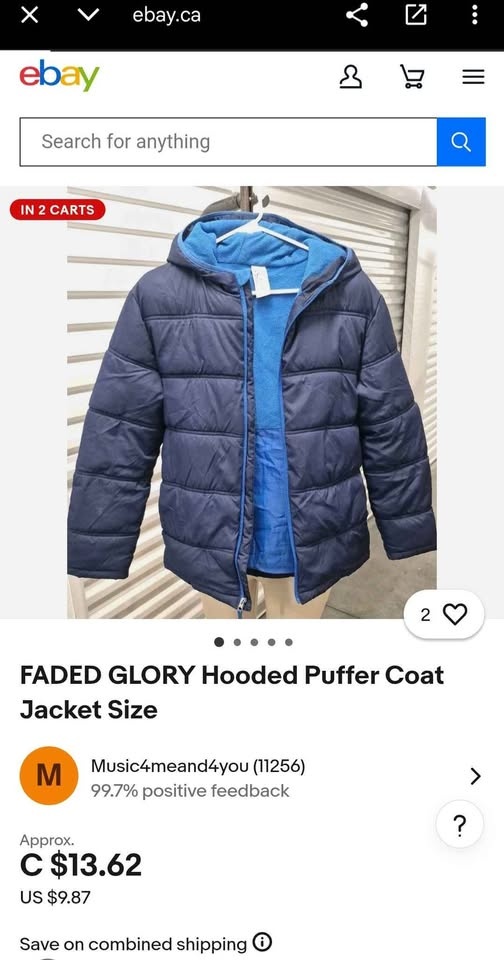 FREE! Kids Size 10-12 Puffer Jacket