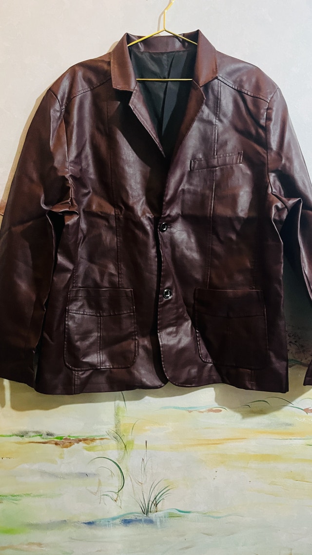 Plus Size Faux Leather Blazer-Size 1XL - photo 2