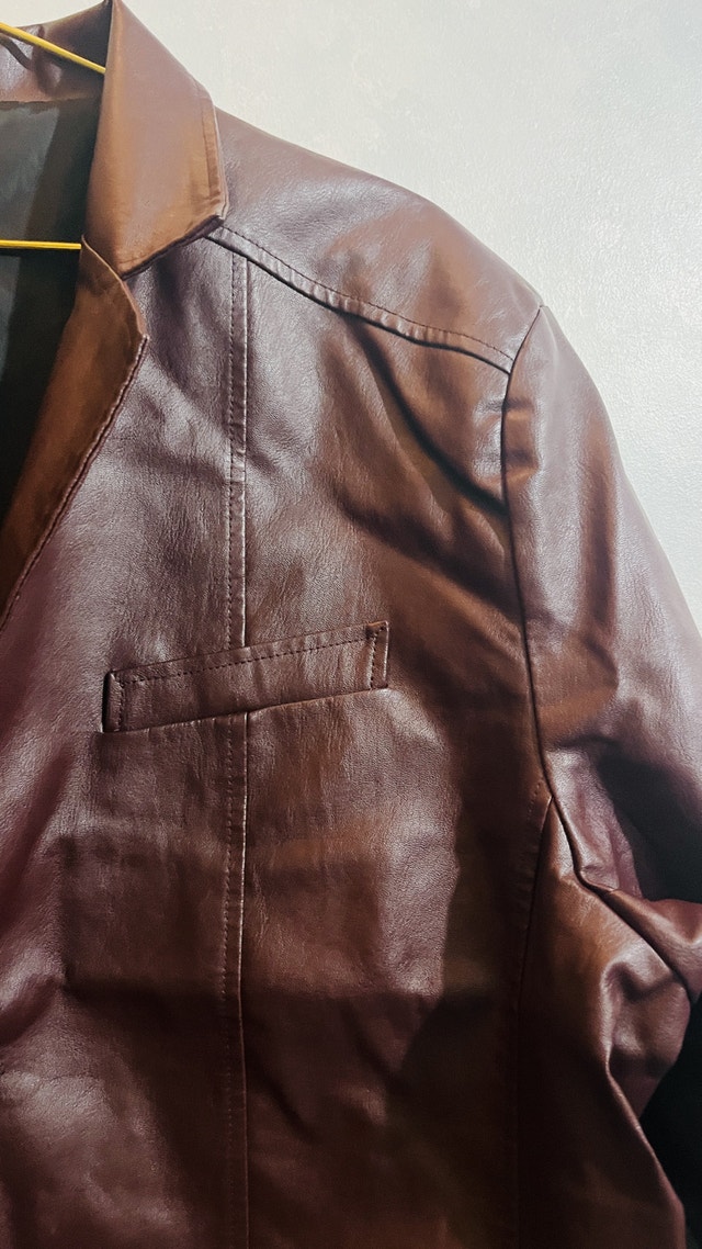 Plus Size Faux Leather Blazer-Size 1XL - photo 3