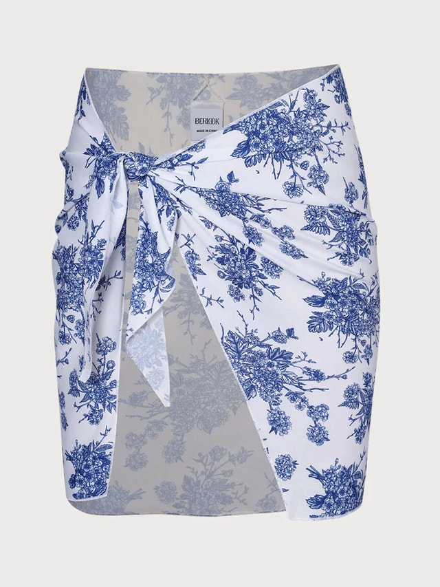 BERLOOK-Floral Cover-Up Skirt-XS