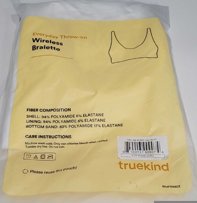 TRUEKIND WIRELESS BRALETTE, 3XL WHITE - photo 3