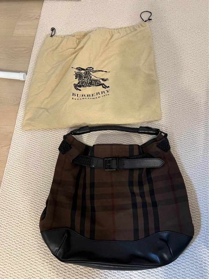 Authentic Burberry Brown Check Shoulder Bag