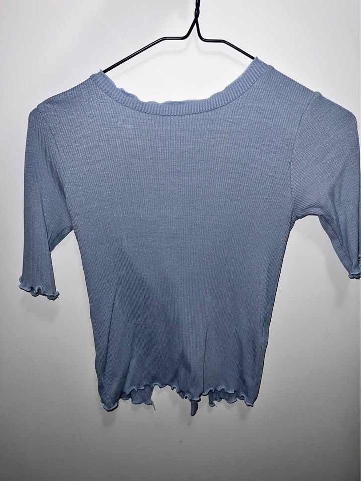 Oak & Fort lilac ribbed t-shirt with laced back