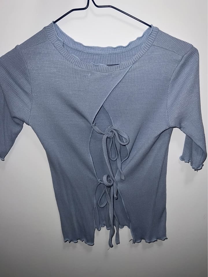 Oak & Fort lilac ribbed t-shirt with laced back - photo 2