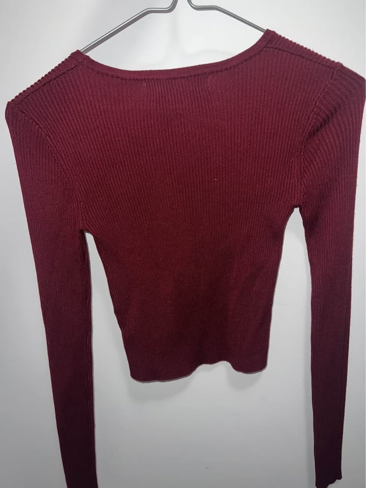 Forever 21 burgundy lace-up long sleeve top - photo 3