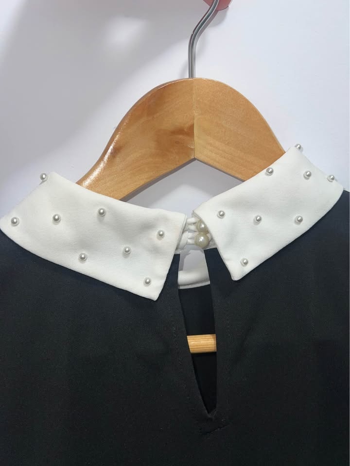Karl Lagerfeld black and white blouse with pearl details - photo 3