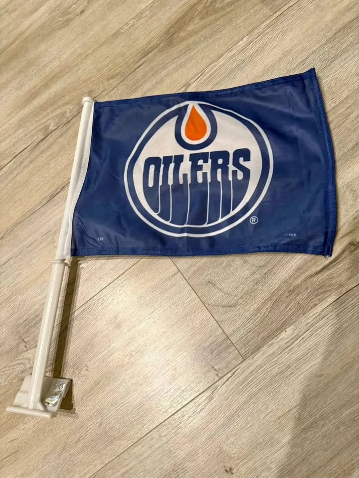 Brand NEW Oilers car flag thumbnail