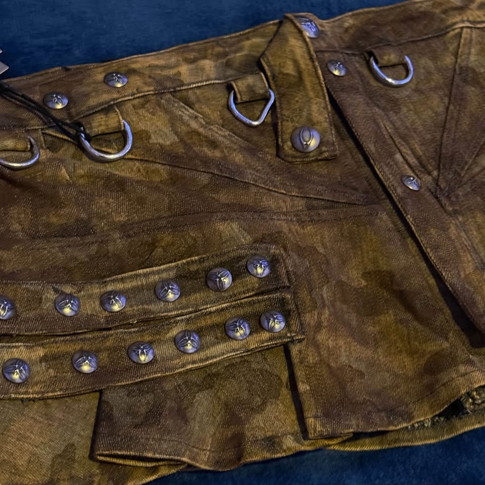 Brown waxed camo mini skirt - photo 3