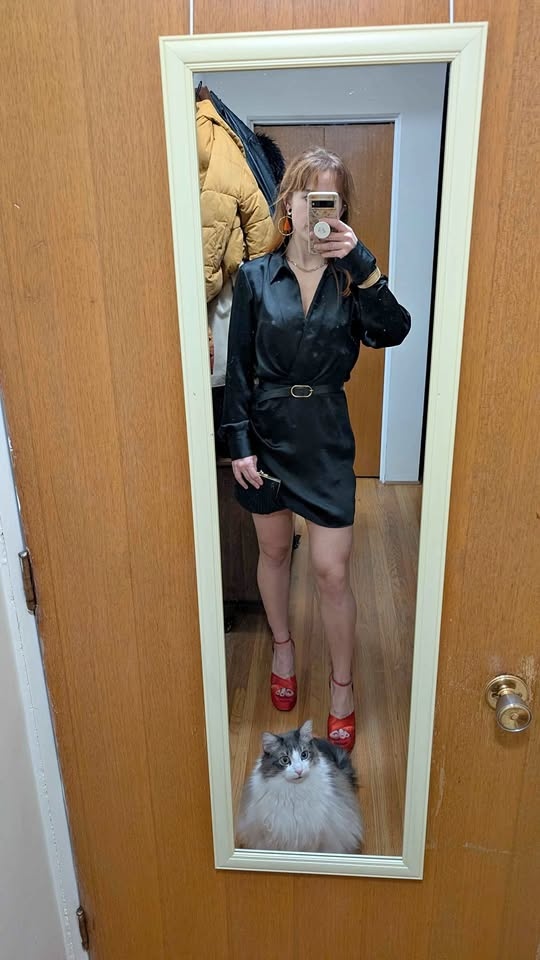 Silky wrap over party dress S