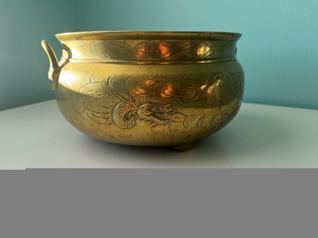 ANTIQUE BRASS POT WITH DRAGONS DESIGN - photo 3