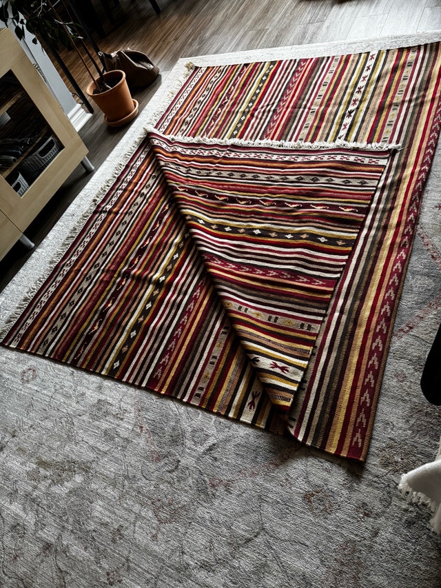 Striped Area Rug 100% WOOL - photo 2