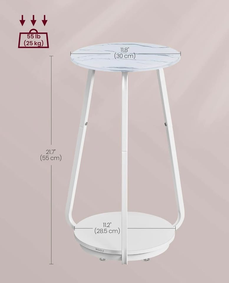 🆕 VASAGLE Round Side Table – 2-Tier Nightstand - photo 2