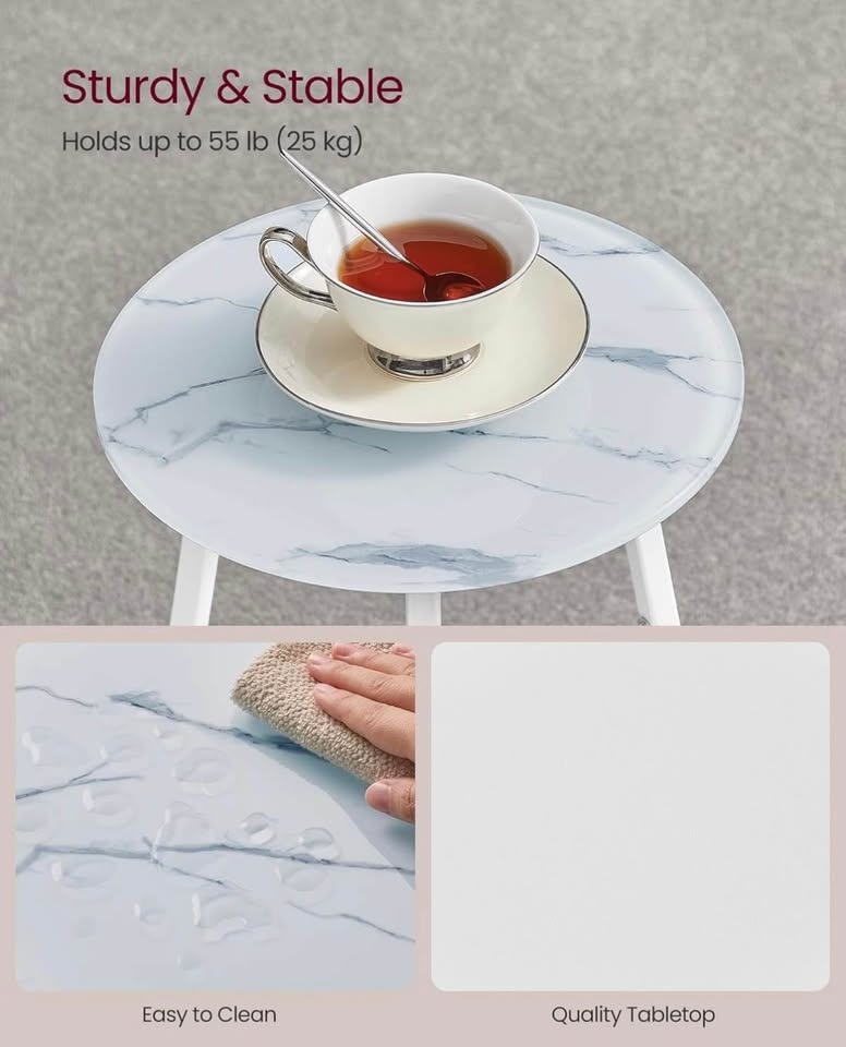 🆕 VASAGLE Round Side Table – 2-Tier Nightstand - photo 5