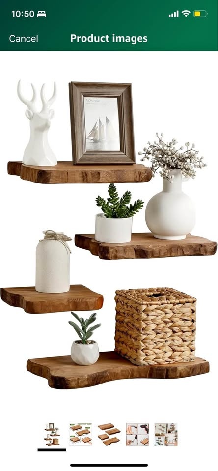 Pinkunn 4 Pcs Floating Shelves for Wall Wooden Live Edge
