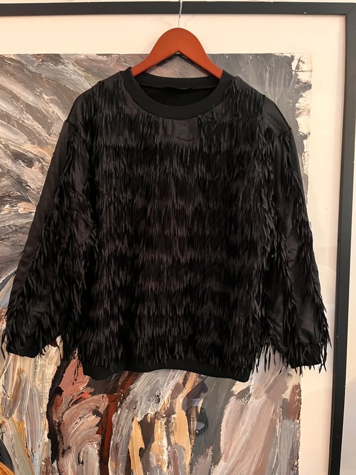Black Textured Fringe Sweater - photo 3