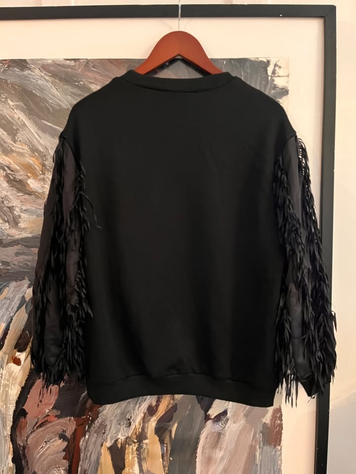 Black Textured Fringe Sweater - photo 4