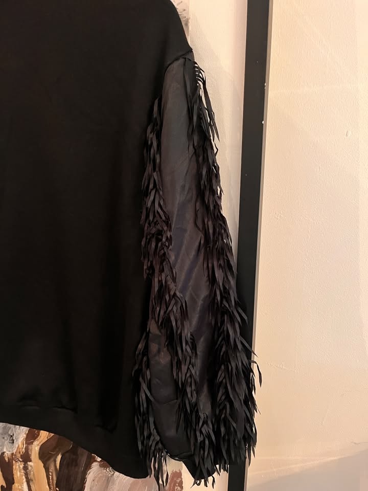Black Textured Fringe Sweater - photo 5