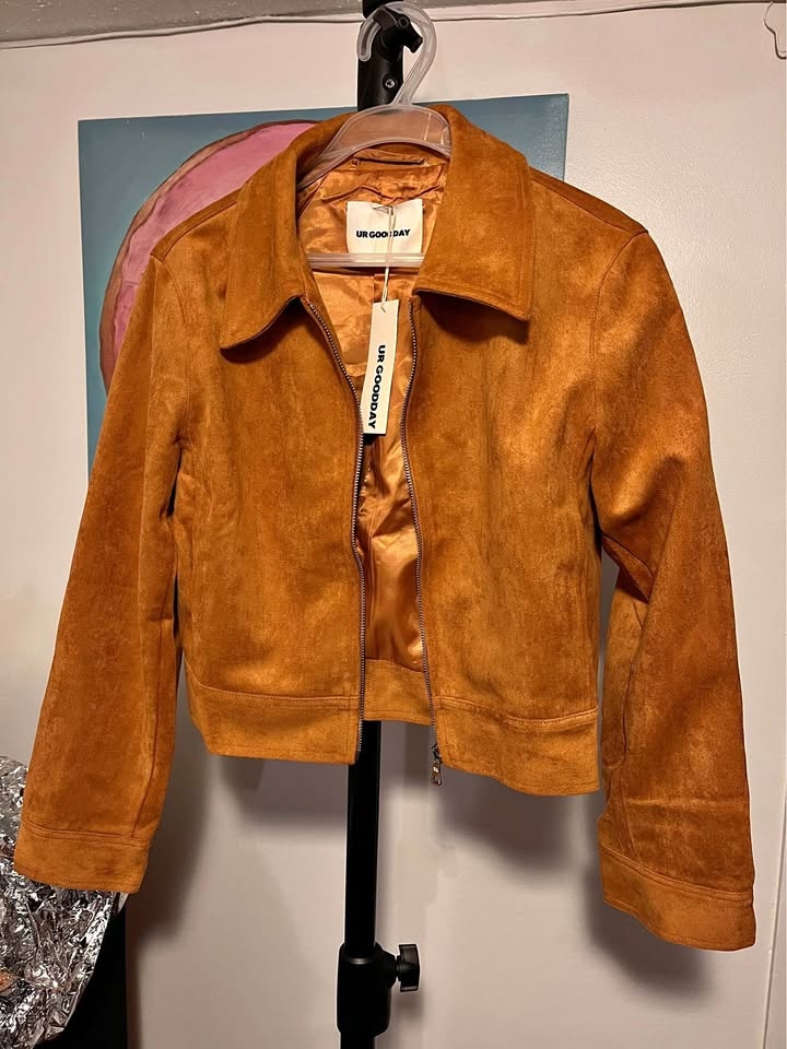 Trendy Korean-style faux suede jacket