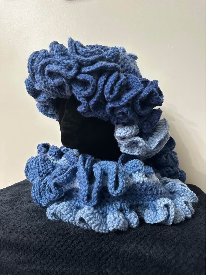 Ombré Crochet Ruffle Hats with Scarf - photo 2