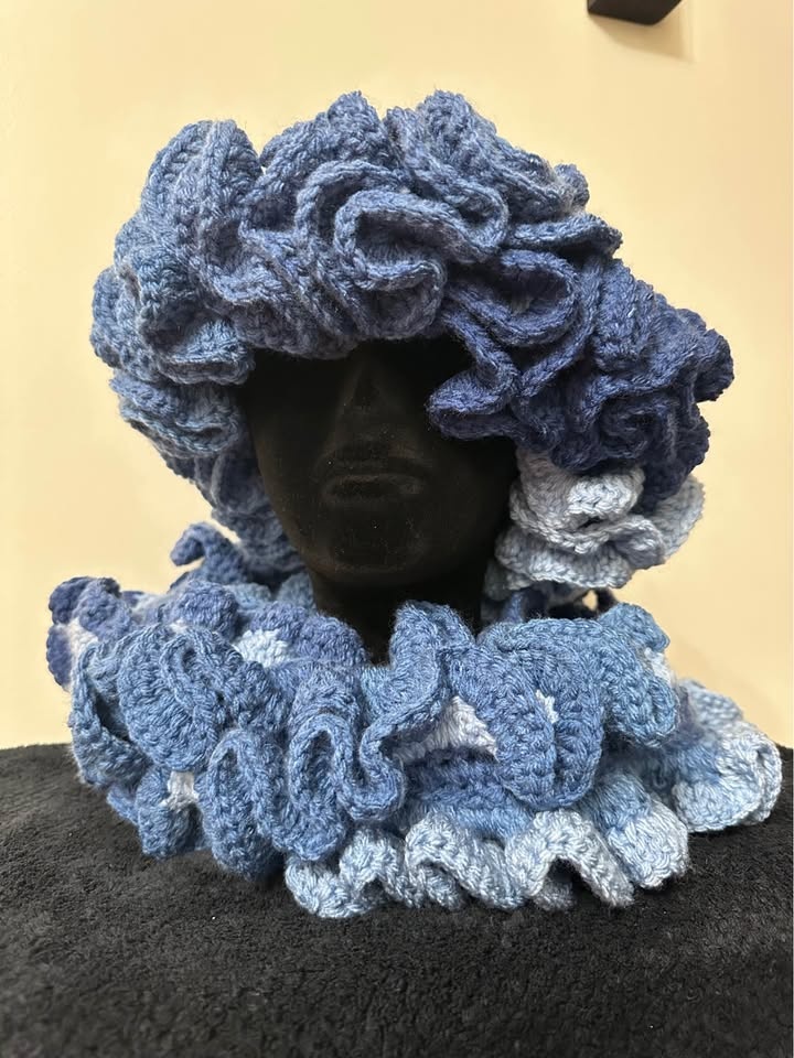Ombré Crochet Ruffle Hats with Scarf - photo 4