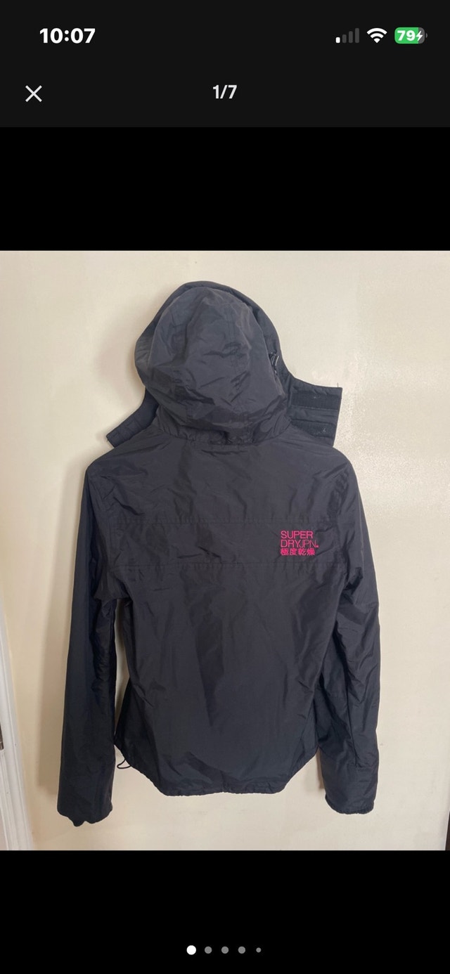 Woman’s Superdry Black hooded, water resistant, fleece lined