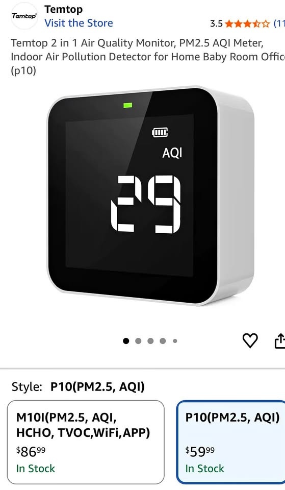 New Temtop 2 in 1 Air Quality Monitor PM2.5 AQI Meter