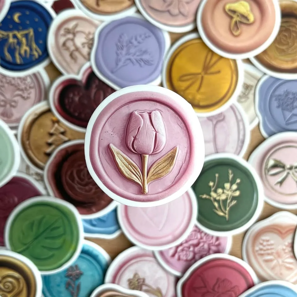 Pack of 50 Pretty Wax Seal Stamps Stickers image indicator(2)