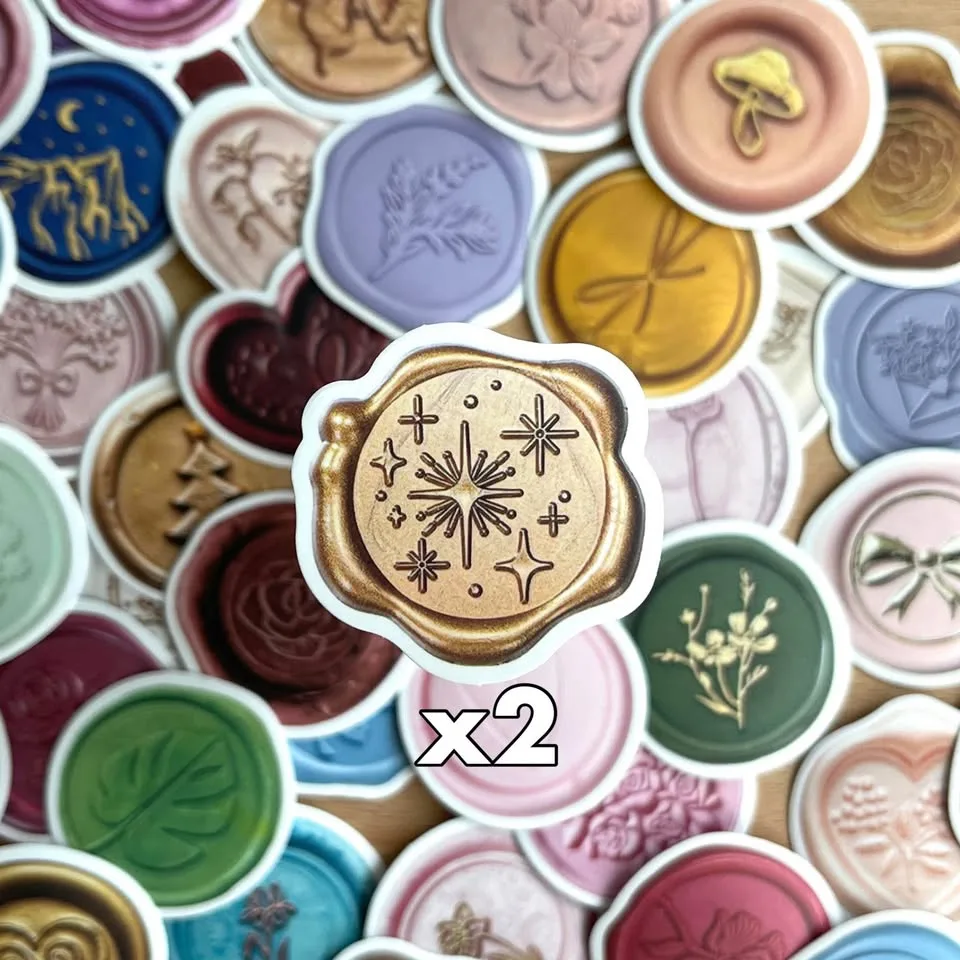 Pack of 50 Pretty Wax Seal Stamps Stickers image indicator(6)