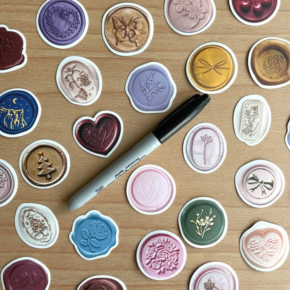 Pack of 50 Pretty Wax Seal Stamps Stickers image indicator(7)