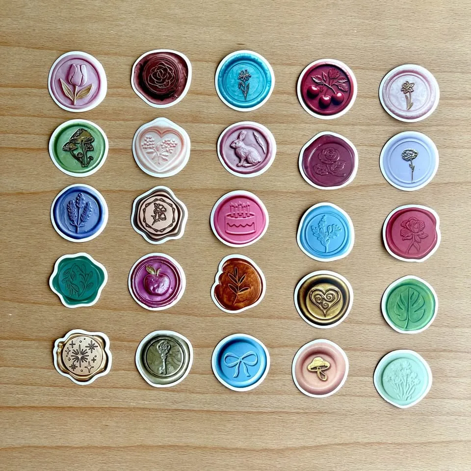 Pack of 50 Pretty Wax Seal Stamps Stickers image indicator(8)